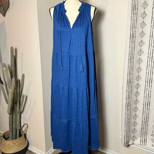Plus Size Max Studio Blue Maxi Summer Dress - 1x